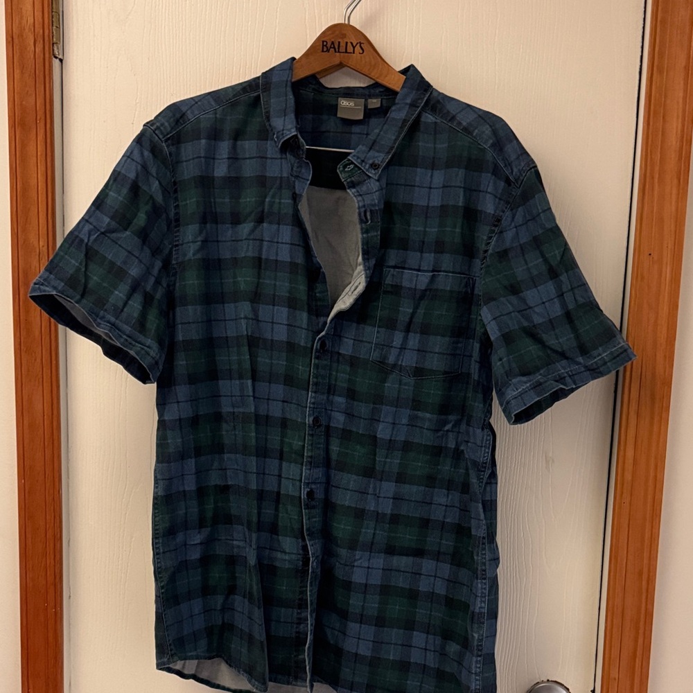 ASOS Chambray Plaid Shirt in Blue and Green